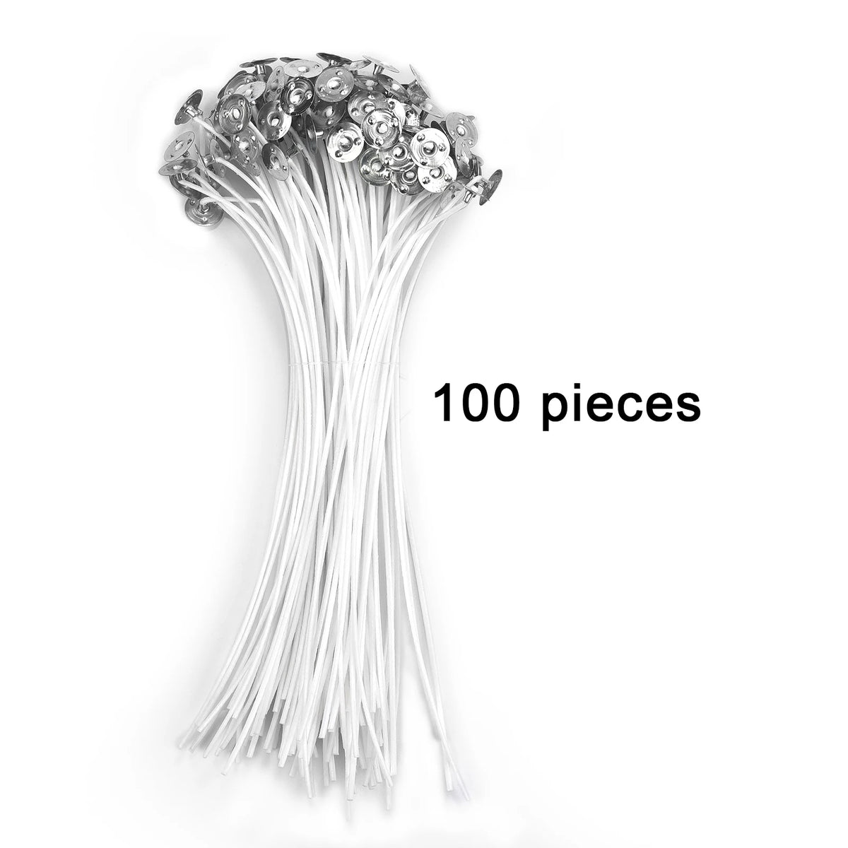 FanzyMarket pre-waxed pure cotton candle wicks in 14cm length, smokeless, ideal for DIY candles, pack of 50 or 100.