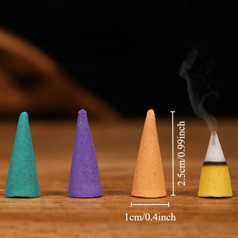 FanzyMarket sandalwood scented incense cones in a 60-pack, ideal for meditation, relaxation, and anxiety relief at home.