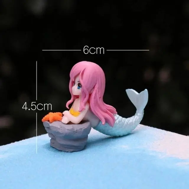 FanzyMarket Little Mermaid resin figurine, mini aquarium ornament, cake topper, and desk decor featuring a detailed mermaid design.