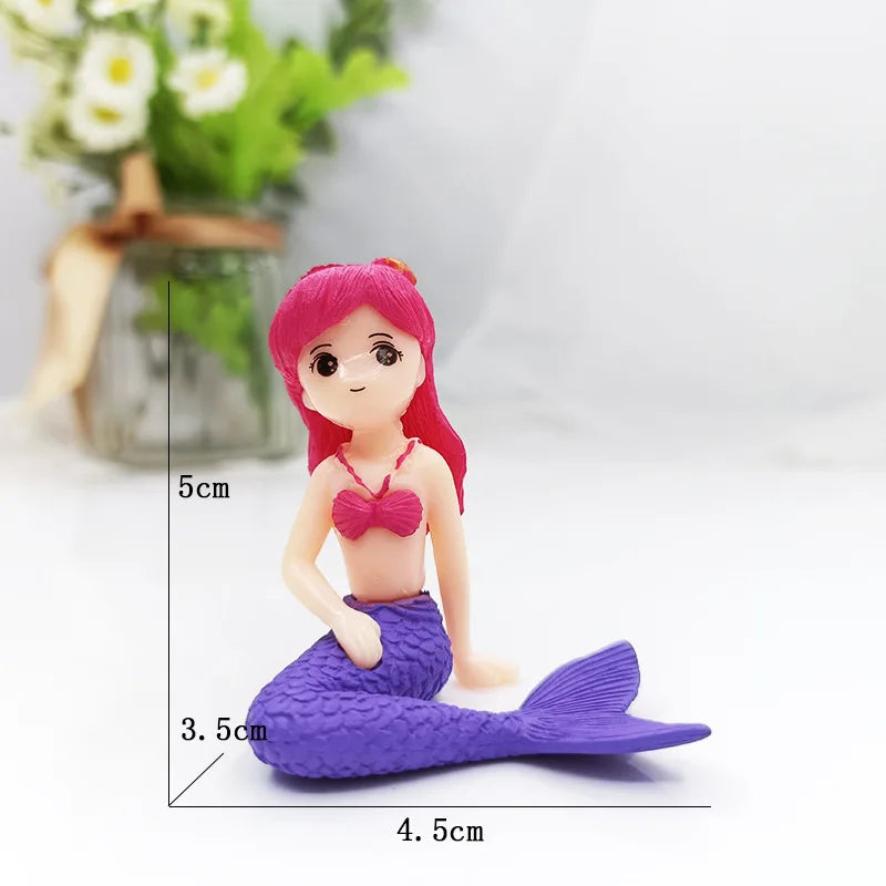 FanzyMarket Little Mermaid resin figurine, mini aquarium ornament, cake topper, and desk decor with vibrant mermaid design.
