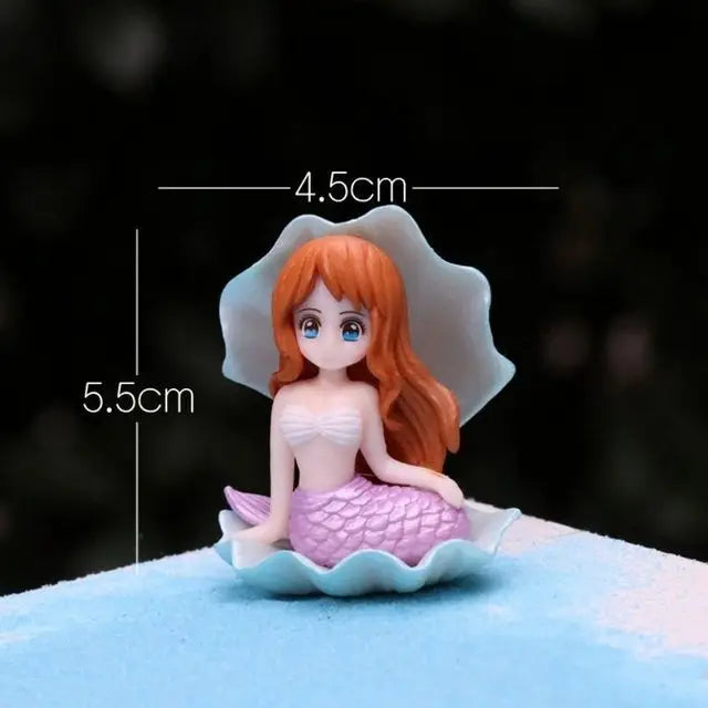 FanzyMarket Little Mermaid resin figurine, mini aquarium ornament, cake topper, and desk decor, featuring a detailed mermaid design.