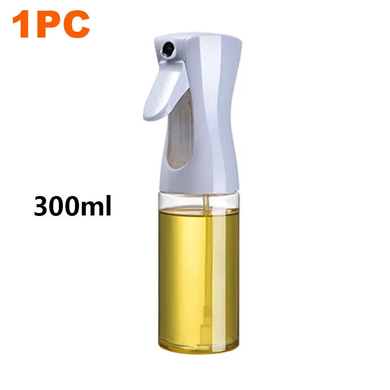 FanzyMarket oil spray bottle and oil brush set, white nebulizing kitchen mister for cooking, BBQ, and baking in 300ml size.