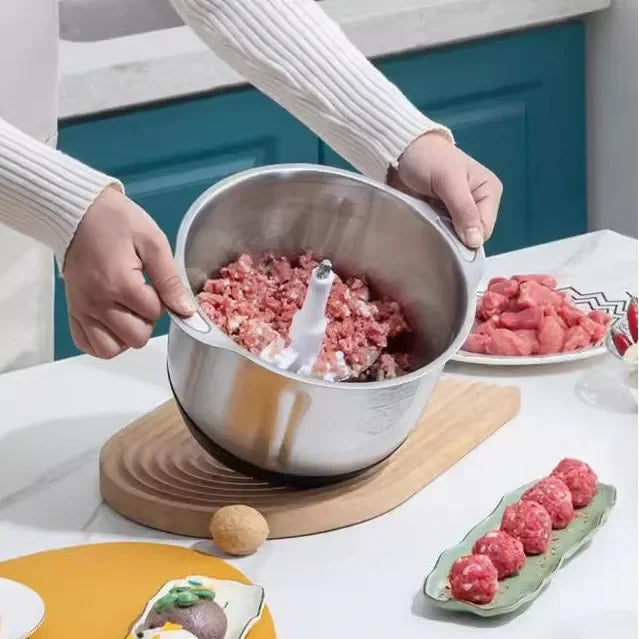 FanzyMarket 5L stainless steel vegetable crusher and chopper for kitchen and dining, durable multifunctional kitchen tool.