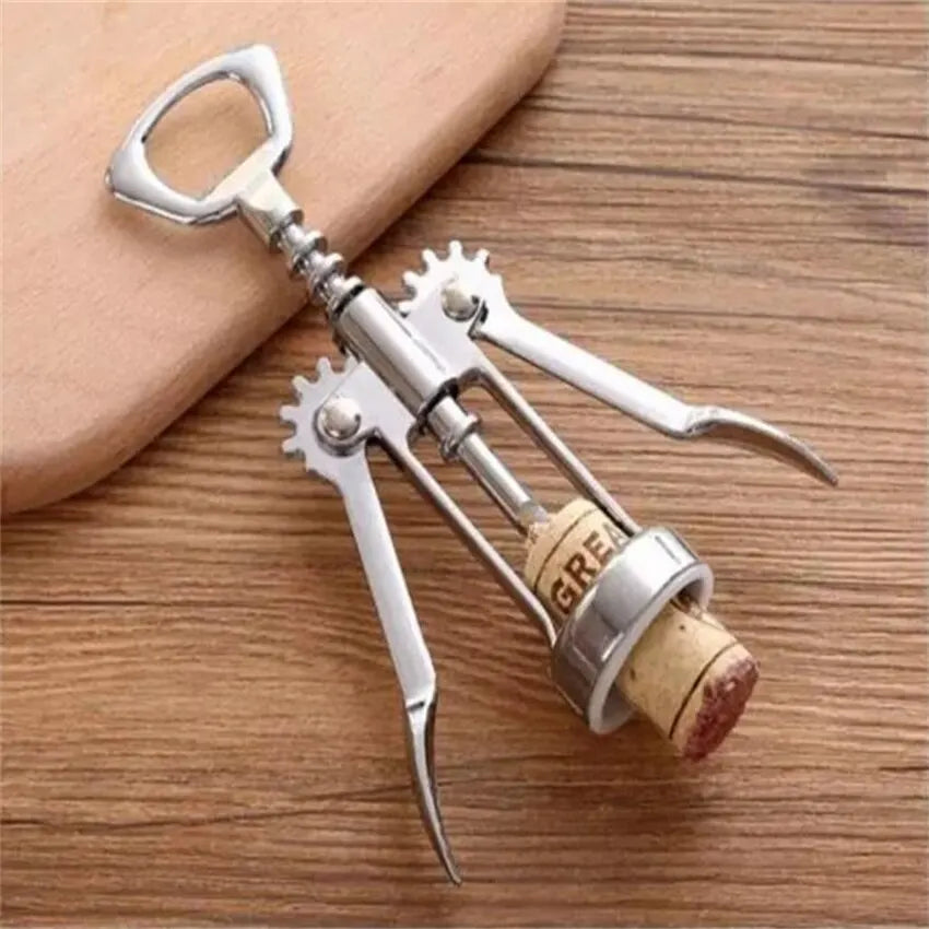 FanzyMarket wing corkscrew wine and beer bottle opener made of zinc alloy with lever design for easy opening.