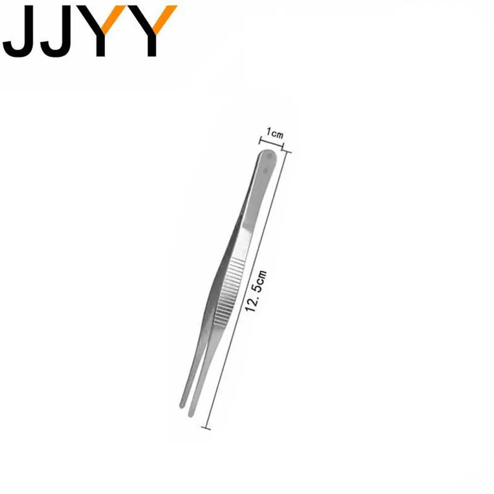 FanzyMarket stainless steel BBQ tongs, 12-inch multifunction grill and kitchen tweezers, silver, durable and versatile for grilling and cooking.