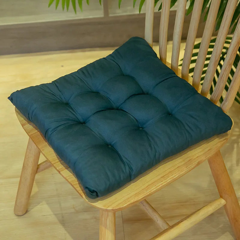 FanzyMarket turquoise tie-on rectangle dining chair seat cushion, thick polyester cotton pad for dining, floor, and meditation use.