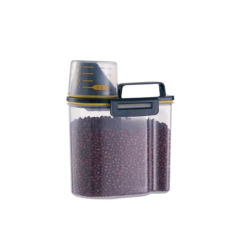 Large white airtight pet food storage container by FanzyMarket, durable, easy-clean, non-slip for dog and cat food storage.