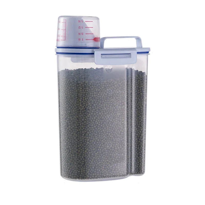 FanzyMarket large white airtight pet food storage container with non-slip base, durable and easy to clean for dogs and cats.