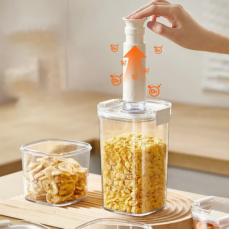 FanzyMarket vacuum-seal food storage canisters in 700ml size, ideal for coffee, tea, and cereal organization.