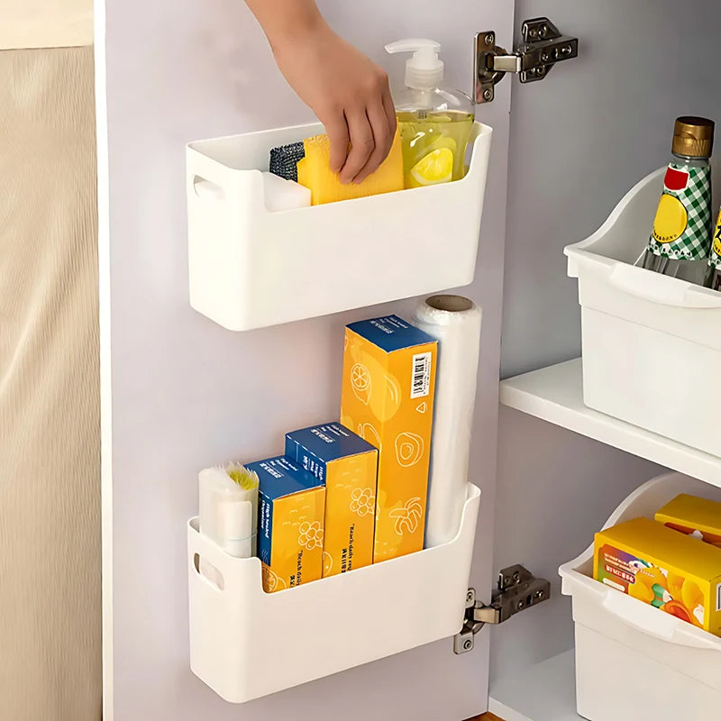 FanzyMarket handle storage baskets made of durable PP plastic, perfect for organizing home, bathroom, and closet spaces.