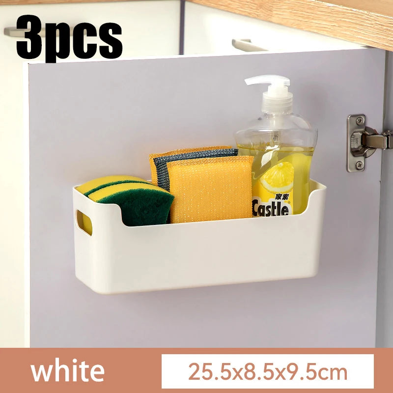 FanzyMarket handle storage baskets made of durable PP plastic, ideal for home bathroom and closet organization.