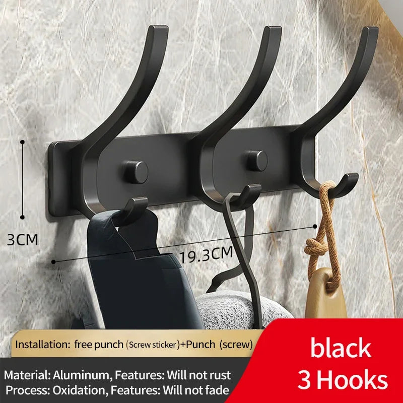 Cream white 6-peg folding wall hooks from FanzyMarket, aluminum nail-mount towel and coat rack with black and white finish.