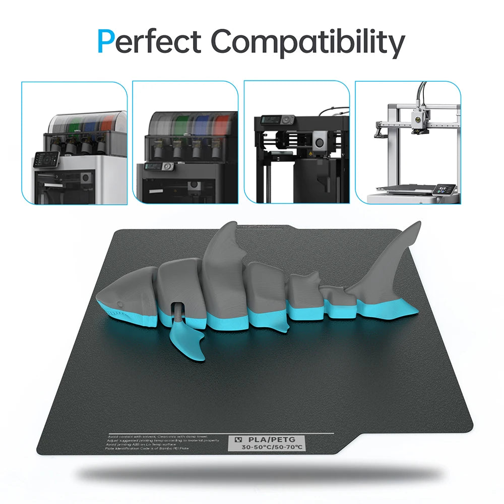 FanzyMarket Panda CryoGrip Pro double-sided spring steel build plate with no-clog coating for 3D printers, 256x256mm glacier design