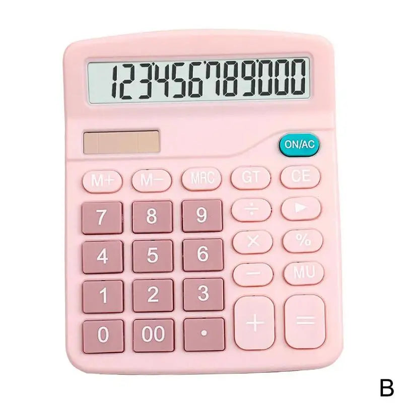 FanzyMarket 12-digit large LCD desktop calculator with solar power, AA backup, standard and financial functions in black.