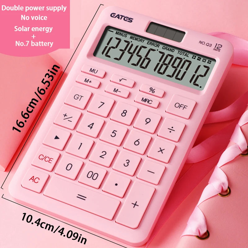FanzyMarket solar 12-digit financial calculator for accounting, students, and office use with white design and scientific calculator features.