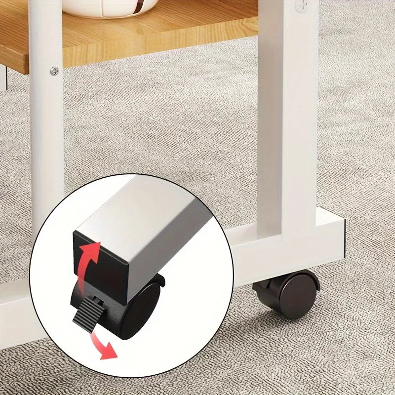 FanzyMarket adjustable wooden top laptop desk with metal frame, portable computer table, 60x40cm, height adjustable 69-80cm, office and tech accessory