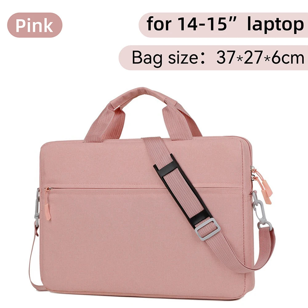 Black waterproof laptop sleeve messenger bag for 14-15.6 inch MacBook and tablets, made by FanzyMarket for office and tech use.