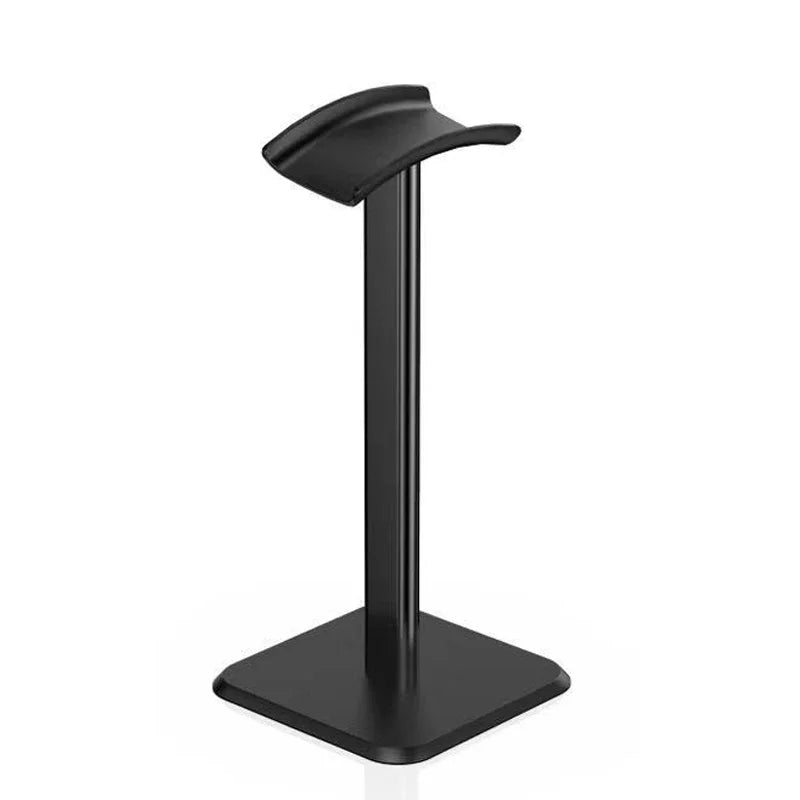 FanzyMarket black and white detachable headphone stand on a desk, holding gaming and office headsets for a tidy workspace.