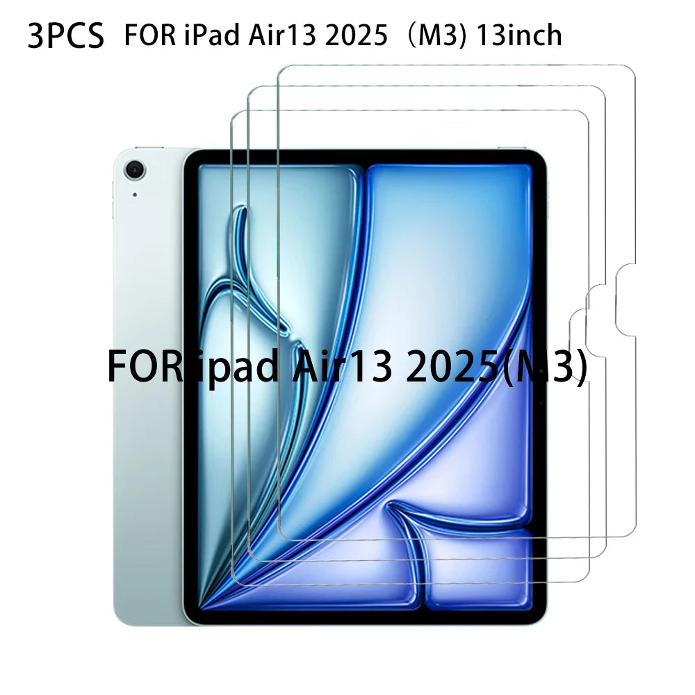 FanzyMarket 3-pack tempered glass screen protectors for iPad Air 11-inch, HD anti-scratch, designed for laptop and tablet protection.