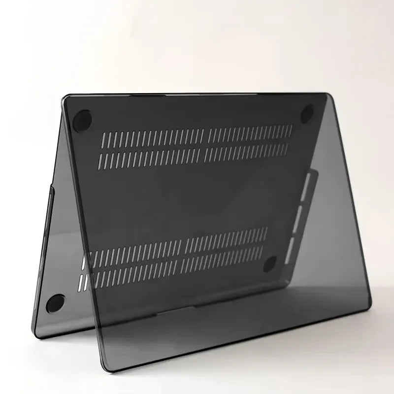FanzyMarket clear hard shell laptop case and nylon sleeve for MacBook Air 13 and 15, transparent PC cover with protective padding.