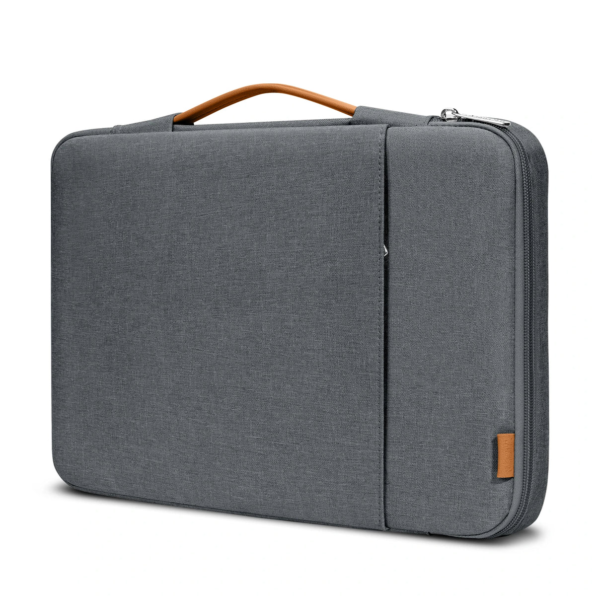 FanzyMarket padded polyester laptop sleeve for 12-16 inch notebooks, slim and lightweight protective case in light grey.