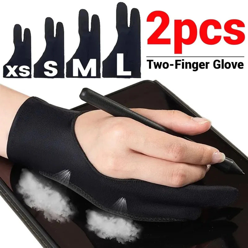 Two-finger artist drawing glove for iPad and graphics tablets, with palm rejection and anti-smudge design by FanzyMarket.