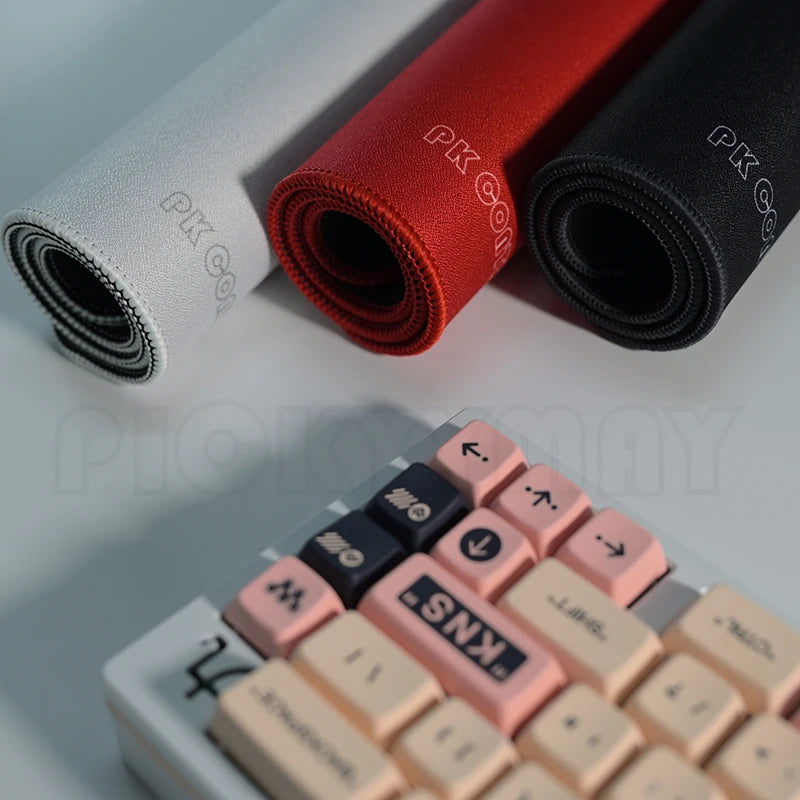 FanzyMarket professional gaming mouse pad with stitched edges, natural rubber anti-slip base, red speed and control desk mat, washable.