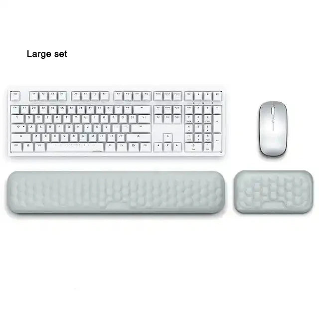 FanzyMarket 2-piece memory foam wrist rest set with ergonomic design and non-slip base for keyboard and mouse support.