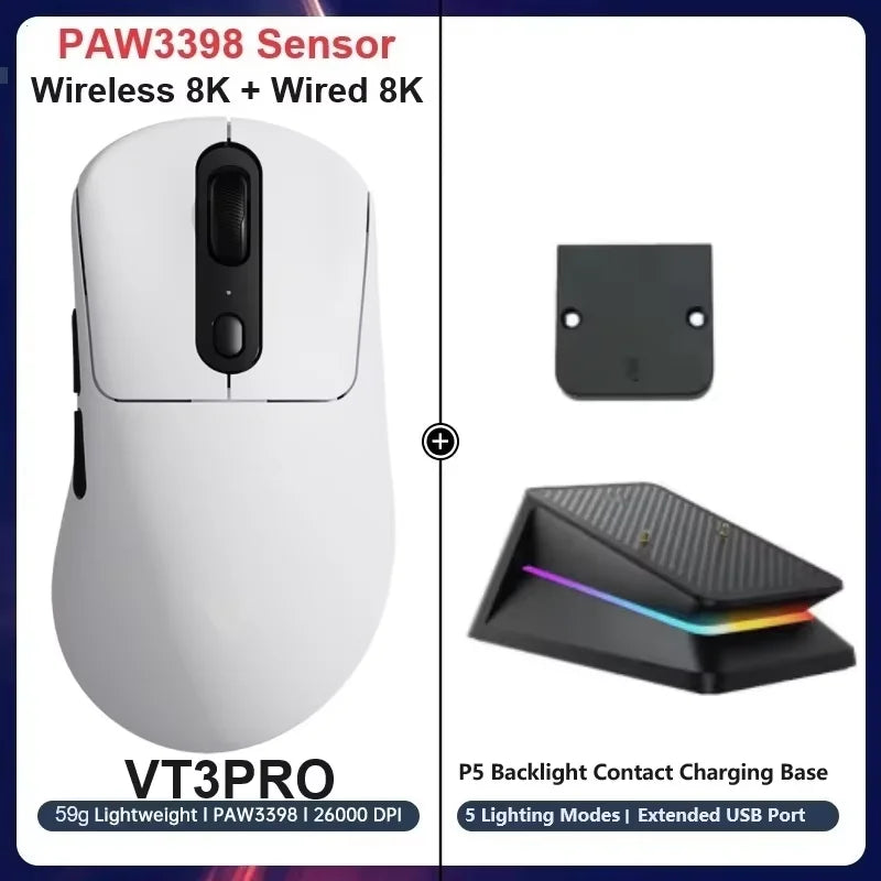 FanzyMarket wireless gaming mouse with 26,000 DPI, 9 programmable buttons, ultra-light 59g design, and optical sensor.