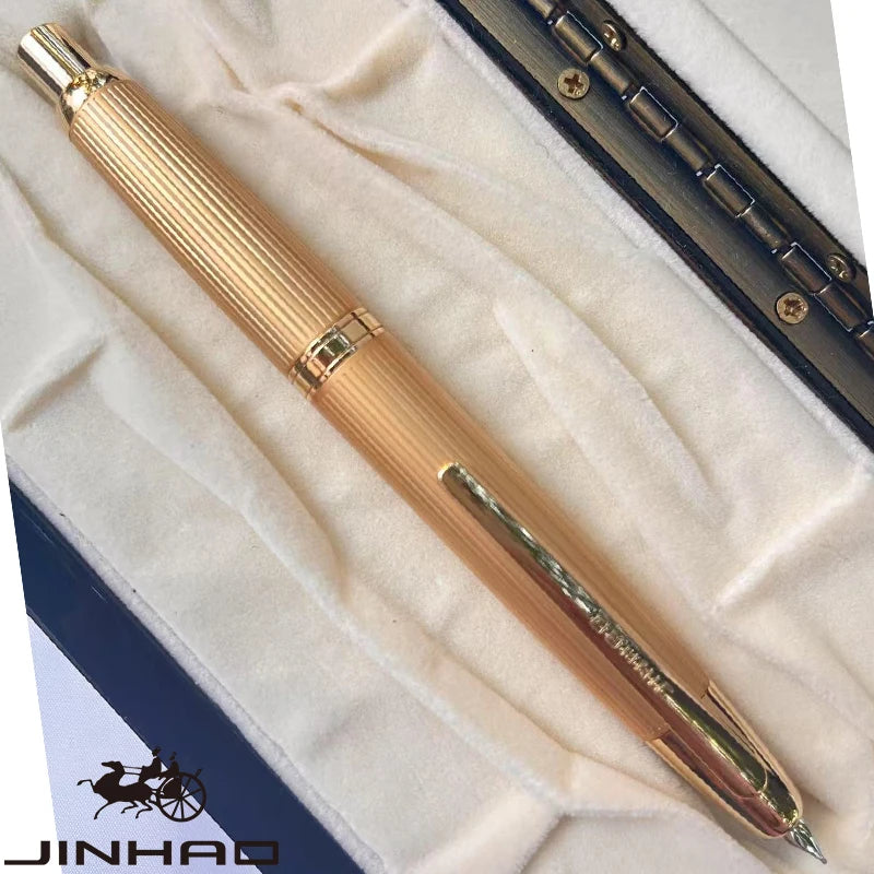 FanzyMarket black and white push-button retractable fountain pen with metal body, clip, converter, and EF/F 0.5mm nib.