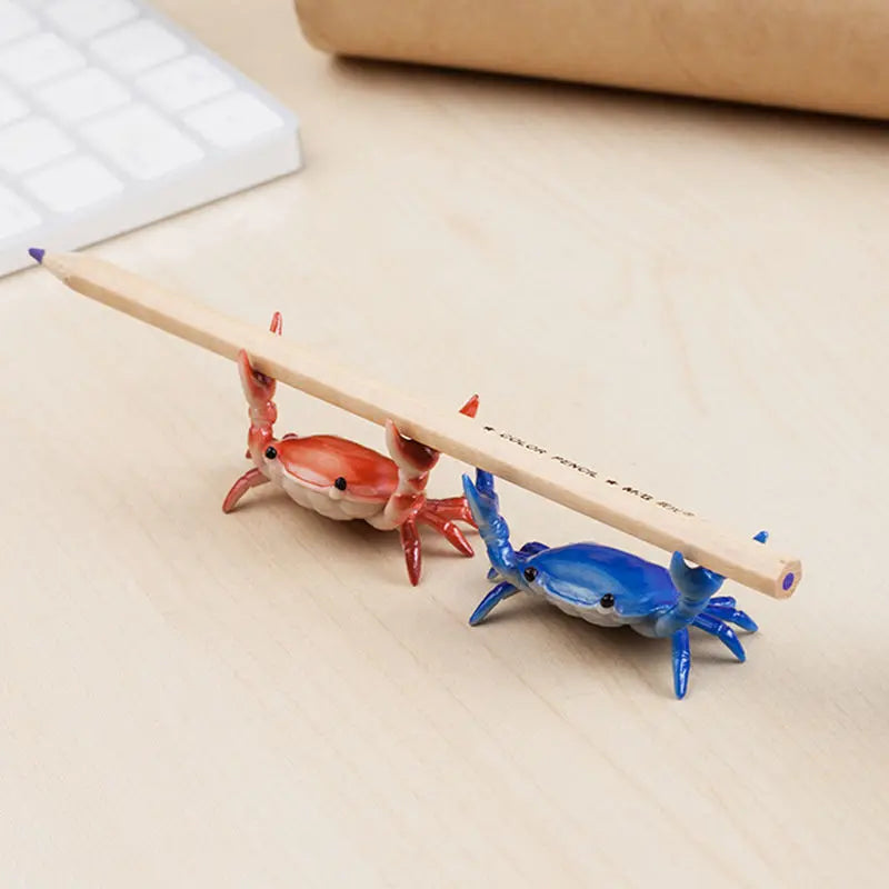 Green mini crab pen holder by FanzyMarket, a cute desktop organizer for pens and stationery.