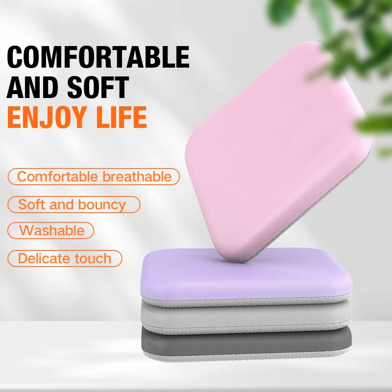 Pink ergonomic memory foam seat cushion by FanzyMarket designed for office and student seating, offering hemorrhoid relief and anti-decubitus support.