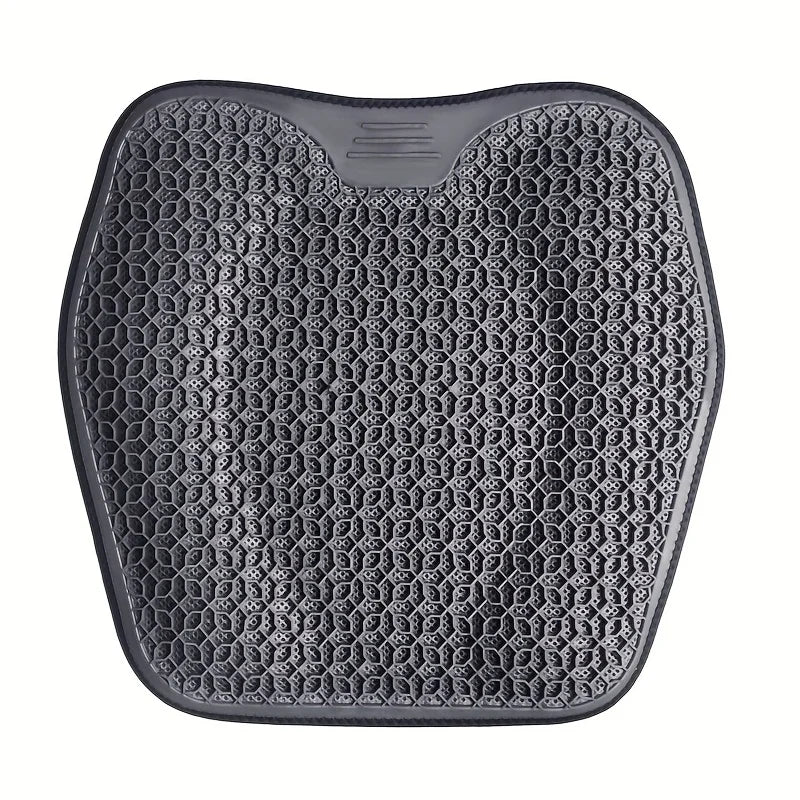FanzyMarket gel honeycomb seat cushion for office and car, breathable, ergonomic, machine washable gray polyester pad.