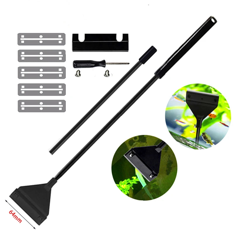 FanzyMarket aquarium algae scraper and sand cleaner for fish tanks, available in 13.8 and 21.7 inches, dual-use pet supplies.