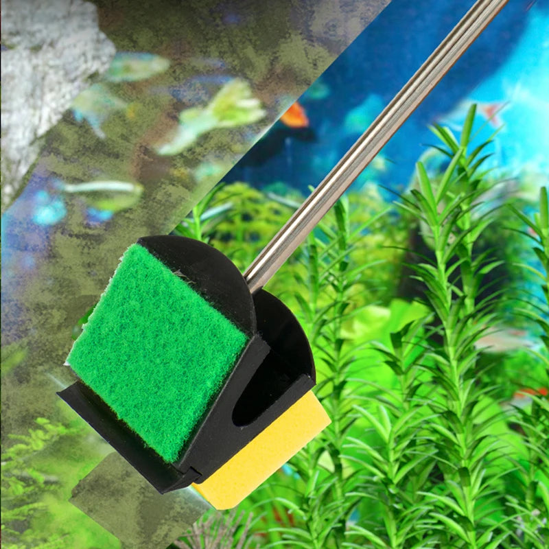 FanzyMarket aquarium algae scraper and floating cleaning brush with sponge, 36 cm, ideal for aquarium maintenance and algae removal.