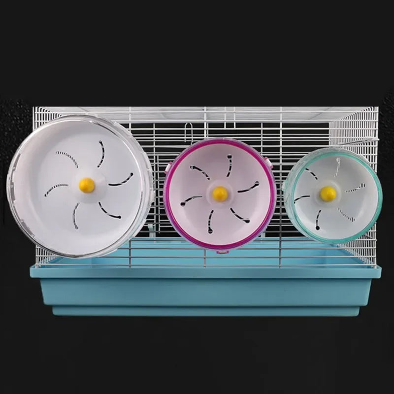 FanzyMarket quiet hamster exercise wheel in three sizes, wide track cage-mount running wheel for hamsters, mice, gerbils, and rats.