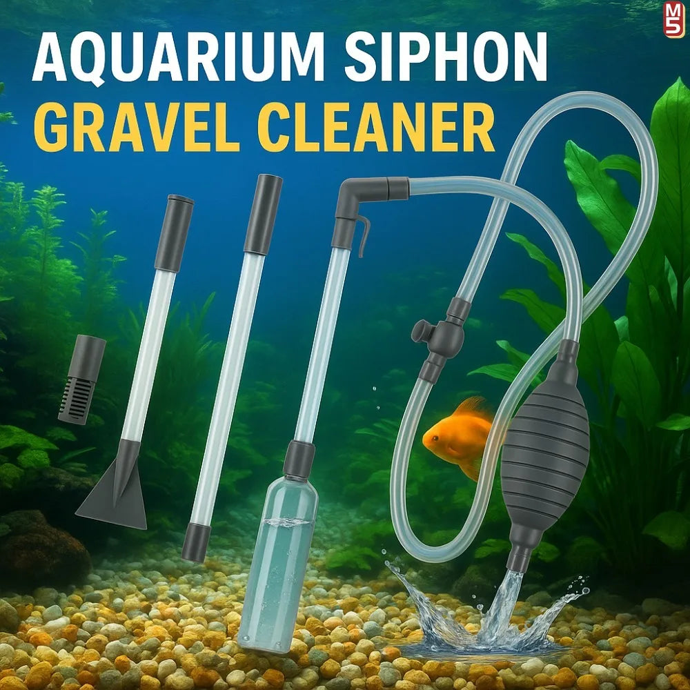 FanzyMarket aquarium gravel vacuum siphon kit for large fish tanks, manual water change and sand cleaner with extension tube.