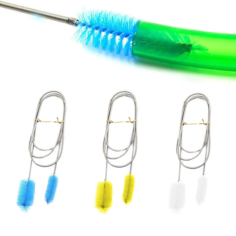 FanzyMarket flexible aquarium hose and air tube cleaner with stainless steel double-head brush and nylon bristles, available in 90cm or 155cm.