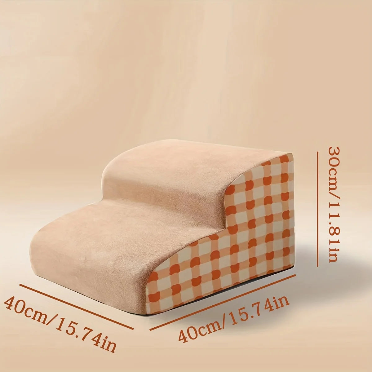 FanzyMarket high-density foam pet stairs with 3 pink non-slip steps for dogs and cats to reach sofas or beds easily.