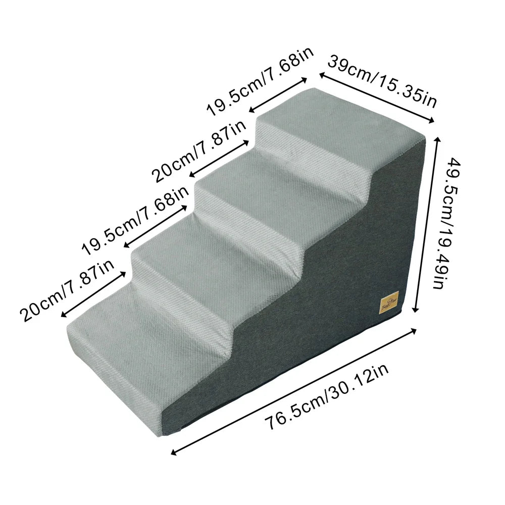 FanzyMarket pet stairs ramp with 3 and 4 steps, high-density foam, washable cover, and non-slip base for dogs and cats.