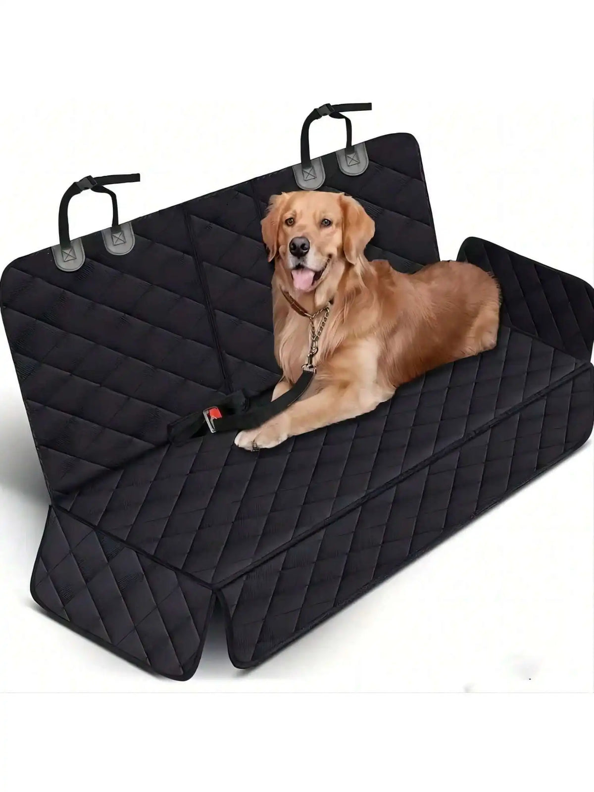 FanzyMarket waterproof dog car seat cover and travel mattress with middle armrest, designed for small dogs, protects car seats.