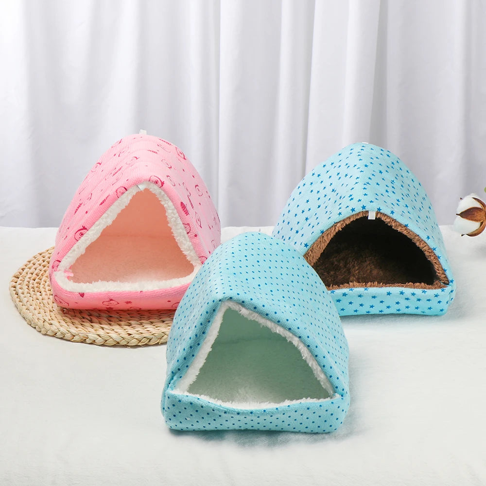 FanzyMarket plush hanging pet nest for small animals like hamsters, guinea pigs, and rabbits, provides warm, cozy sleep space.