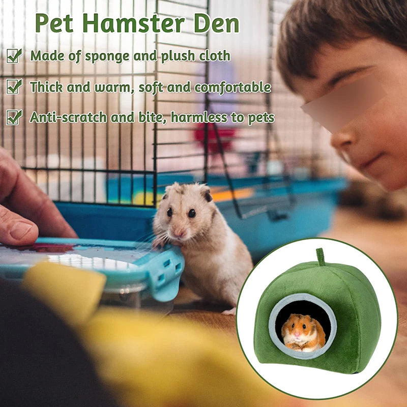 FanzyMarket plush small animal cave bed with cozy, winter-warm interior for hamsters, guinea pigs, rats, and hedgehogs.