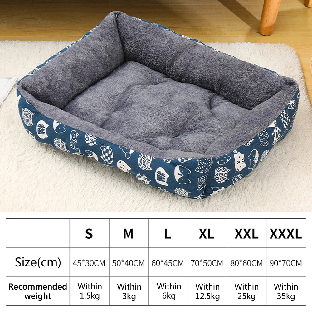 Gray plush winter pet bed for dogs and cats with thick padding, breathable fabric, and non-slip bottom in size L.
