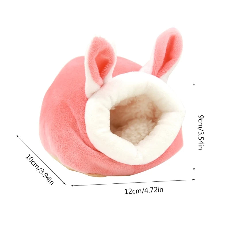 FanzyMarket windproof plush small pet nest in gray, cozy winter house for hamsters, gerbils, mice, and sugar gliders, 12x10x9 cm.