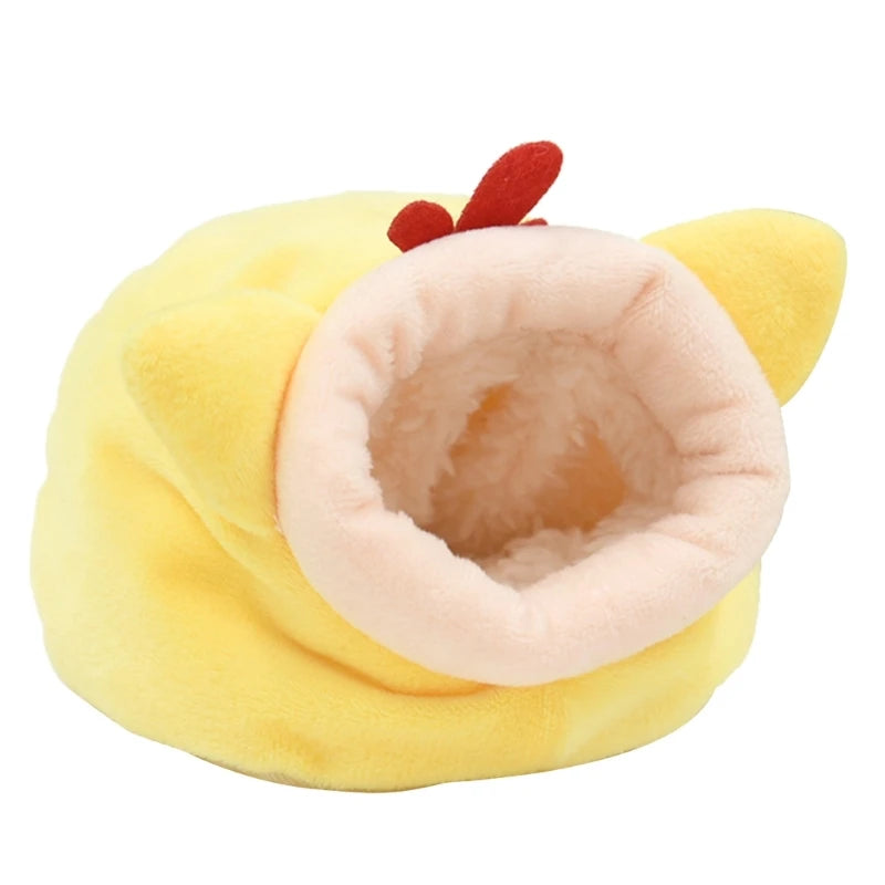 Gray windproof plush pet nest for hamsters, gerbils, mice, and sugar gliders, providing warm winter shelter.