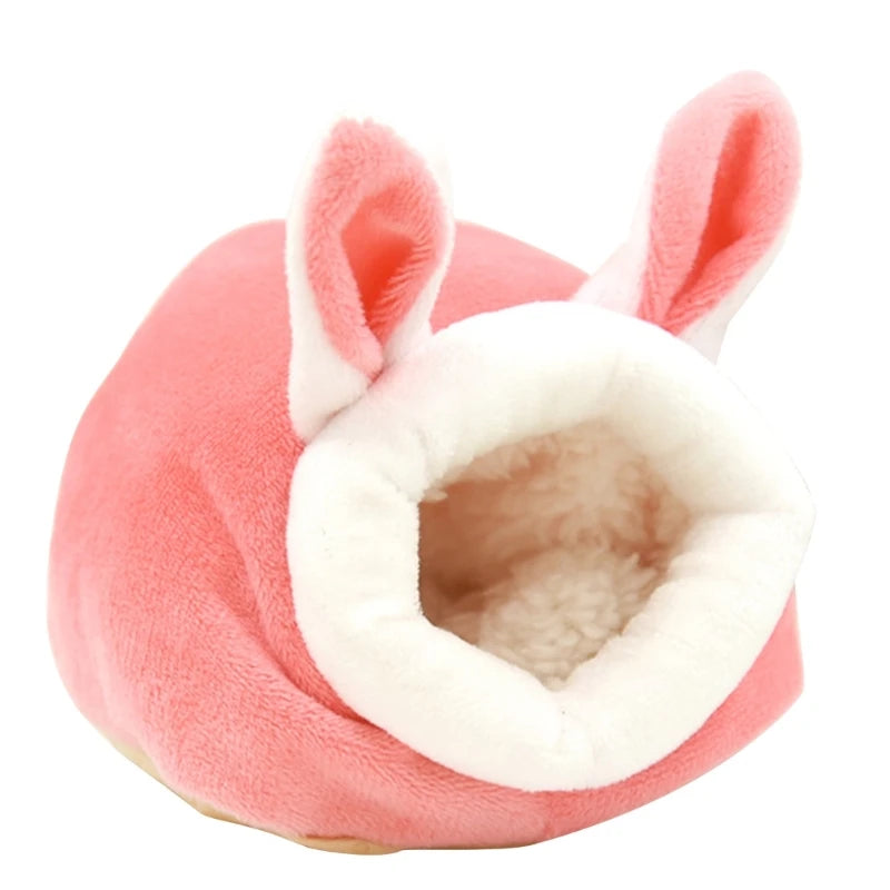 Gray windproof plush pet nest for hamsters, gerbils, mice, and sugar gliders, warm winter house, compact size 12x10x9 cm.