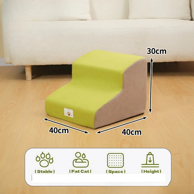 FanzyMarket 2/3-step pet stairs ramp for dogs and cats with memory foam and washable PU cover, ideal for sofa training.
