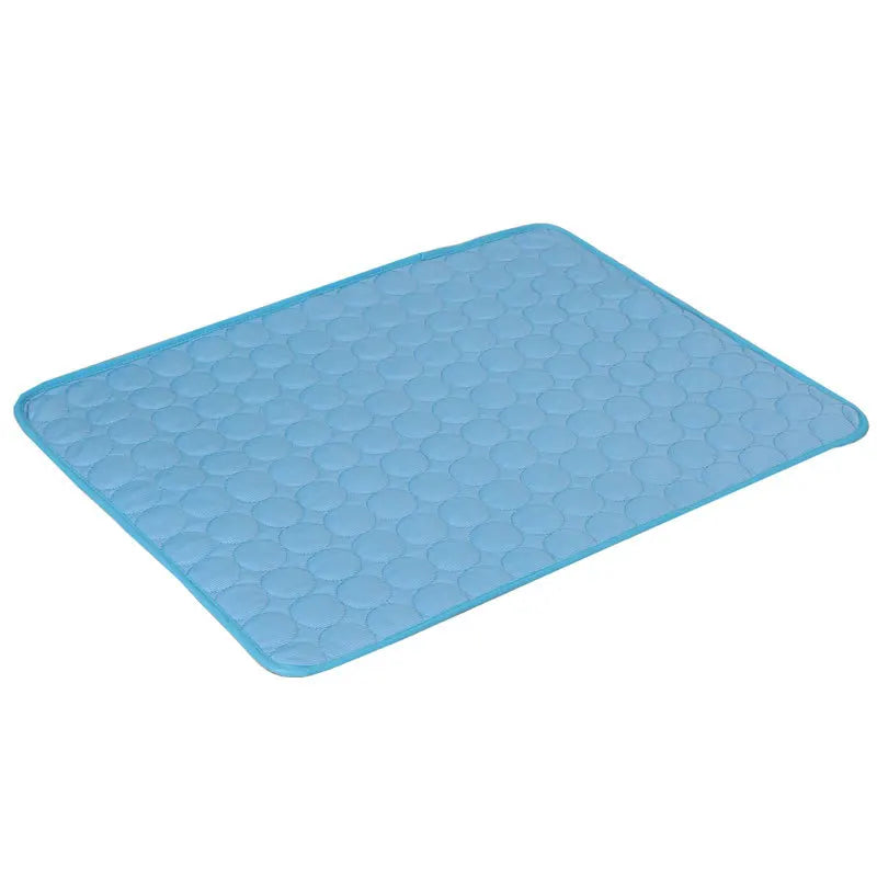 Light blue breathable self-cooling pet mat for dogs, lightweight summer cooling pad from FanzyMarket, 70x55cm.