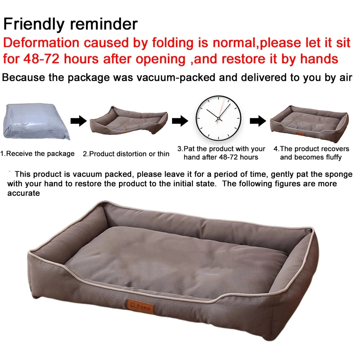 FanzyMarket four-season square waterproof pet bed for dogs and cats, thickened, bite-resistant sofa mattress in XL size.